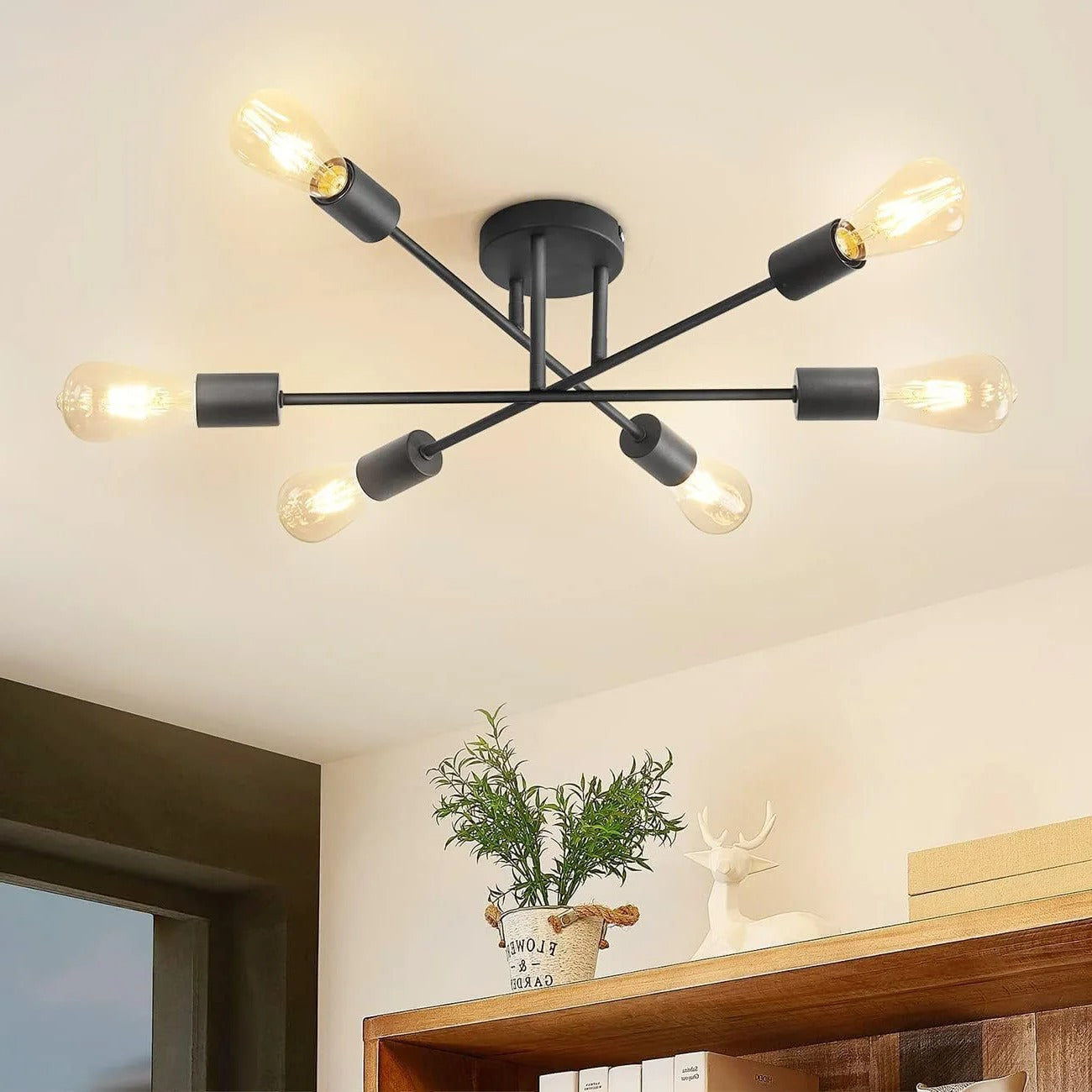 Vintage 6- head Ceiling Light Semi Flush Mount Ceiling Lamp