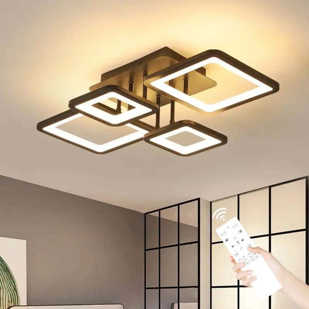 Modern LED Ceiling Light, 54W Dimmable Ceiling Light with Remote Control 3000K-6500K, Creative Rectangular Design Ceiling Lamp