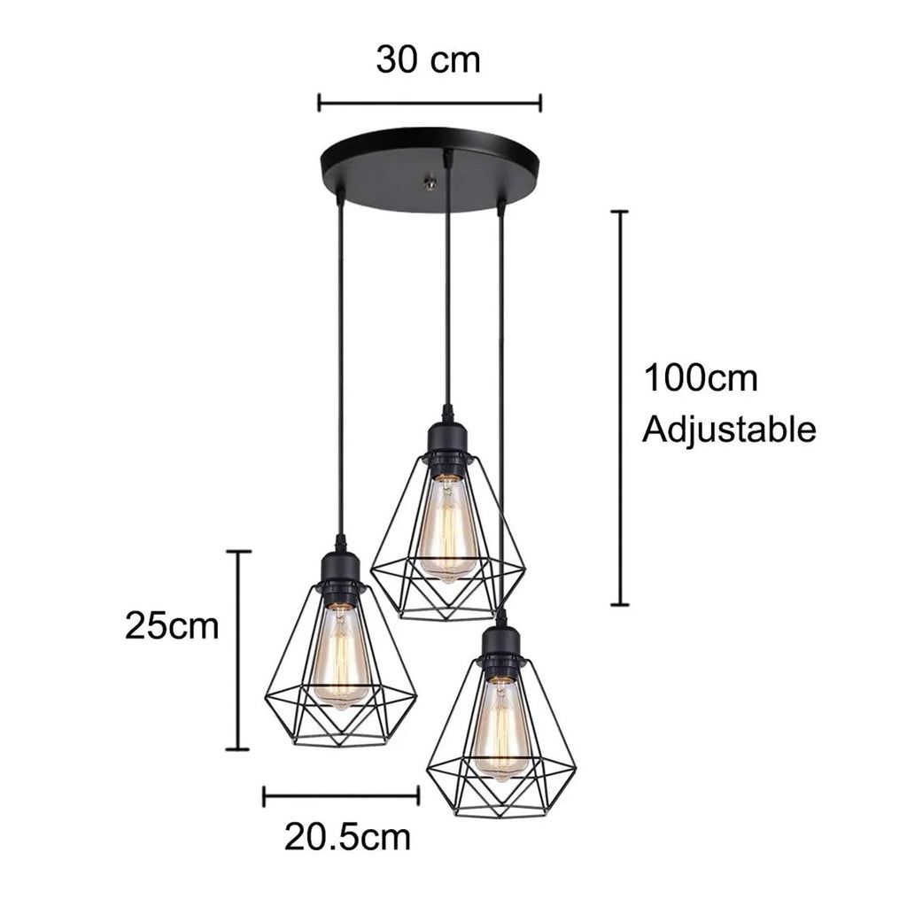 Vintage 3-Light Pendant Ceiling Lamps