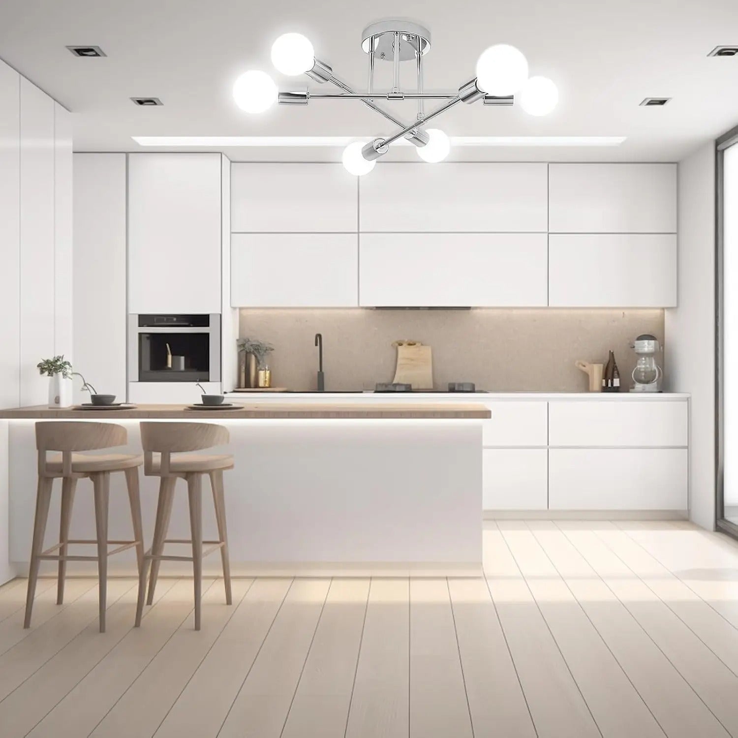 Vintage 6- head Ceiling Light Semi Flush Mount Ceiling Lamp