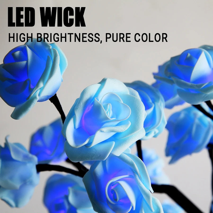 24 LED Rose Tree Lights USB Plug Table Lamp Fairy Flower Night Light