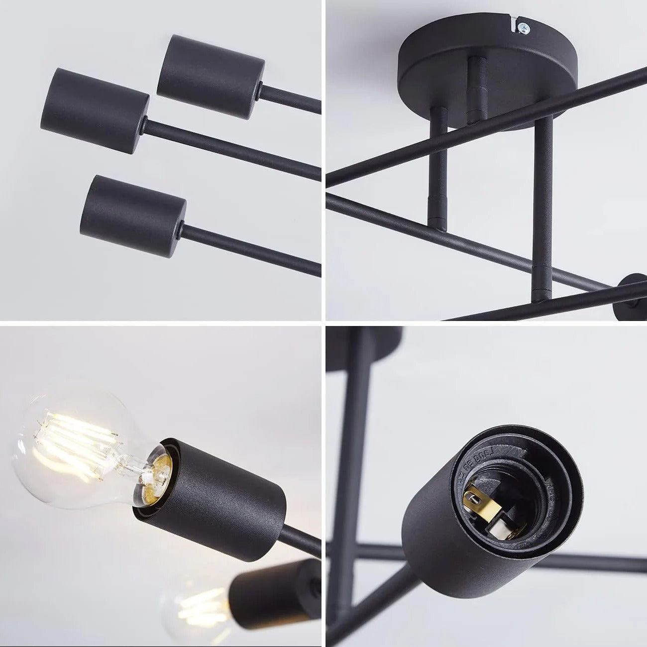 Vintage 6- head Ceiling Light Semi Flush Mount Ceiling Lamp