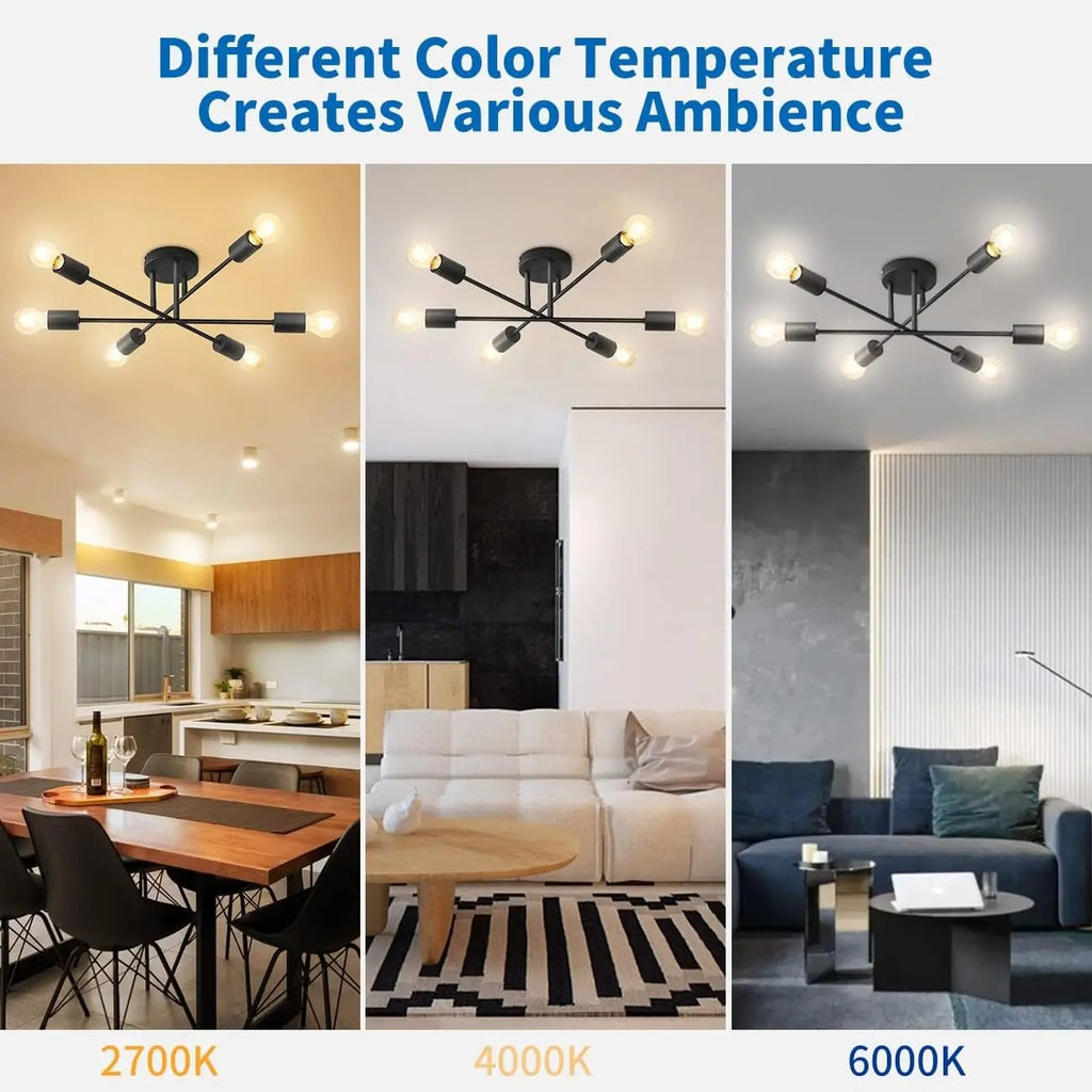 Vintage 6- head Ceiling Light Semi Flush Mount Ceiling Lamp